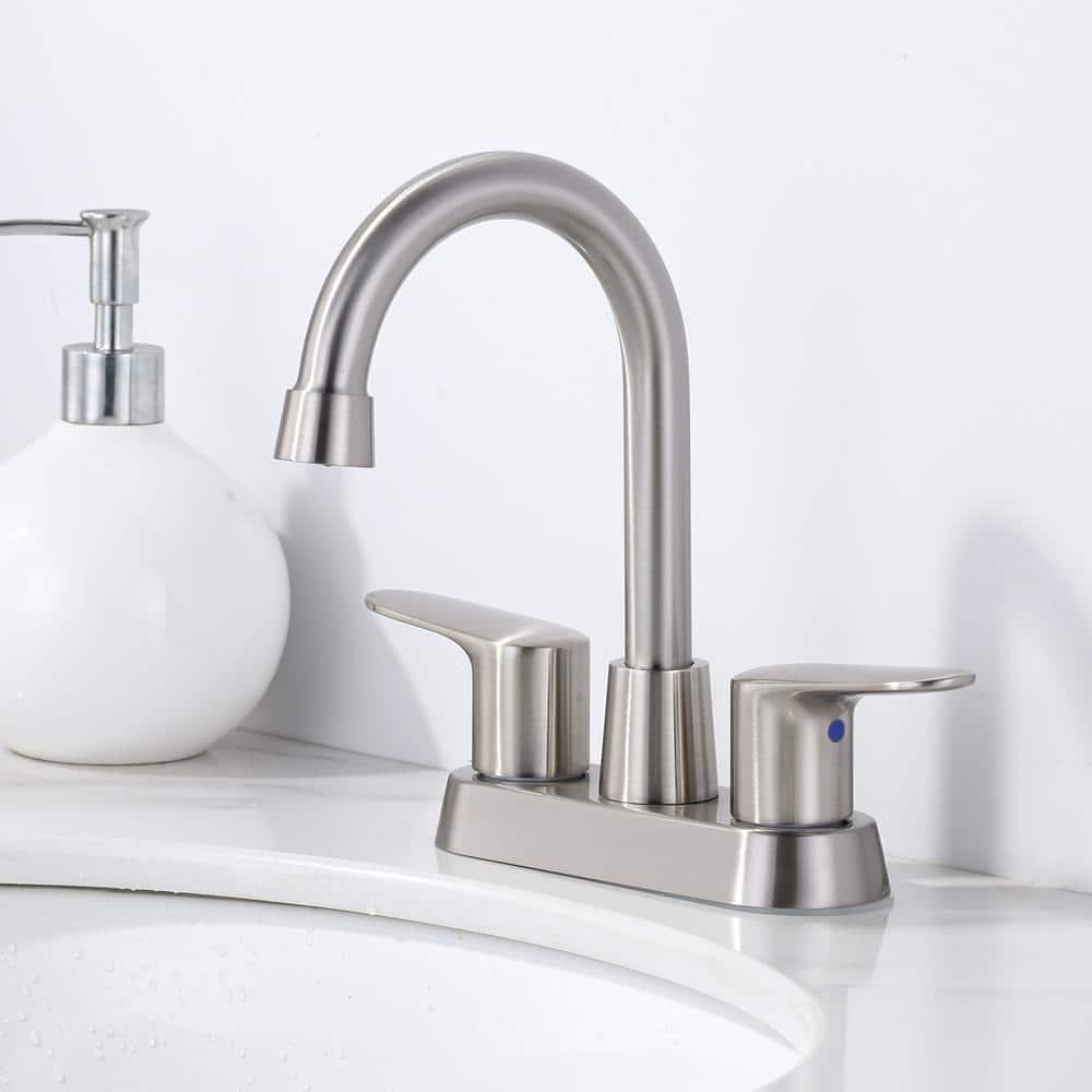 4 Inch Bathroom Faucets 2 or 3 Hole, 2 Handle Bathroom Sink Faucet, 360° Swivel Spout Lavatory Vanity Sink Faucet with Water Supply Lines & Pop Up Drain