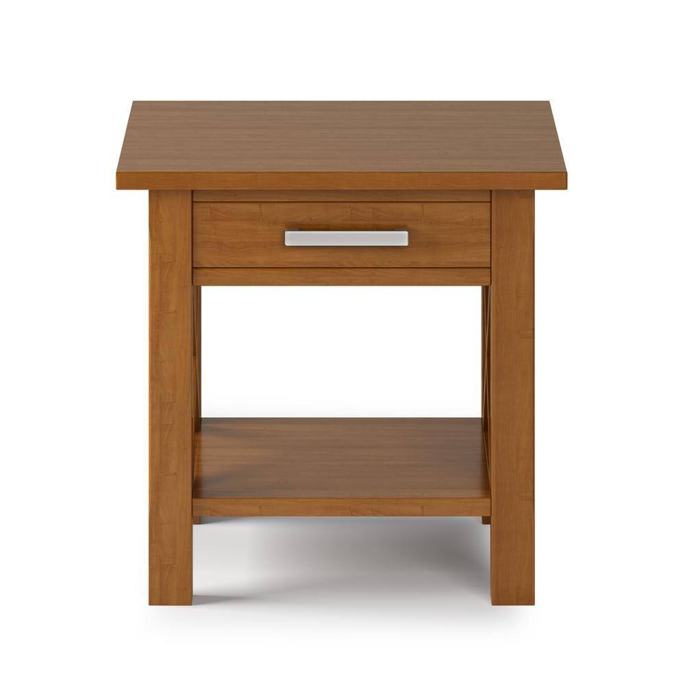 Simpli Home Kitchener 21"W Solid Mango Wood Square End Table with Storage Drawer
