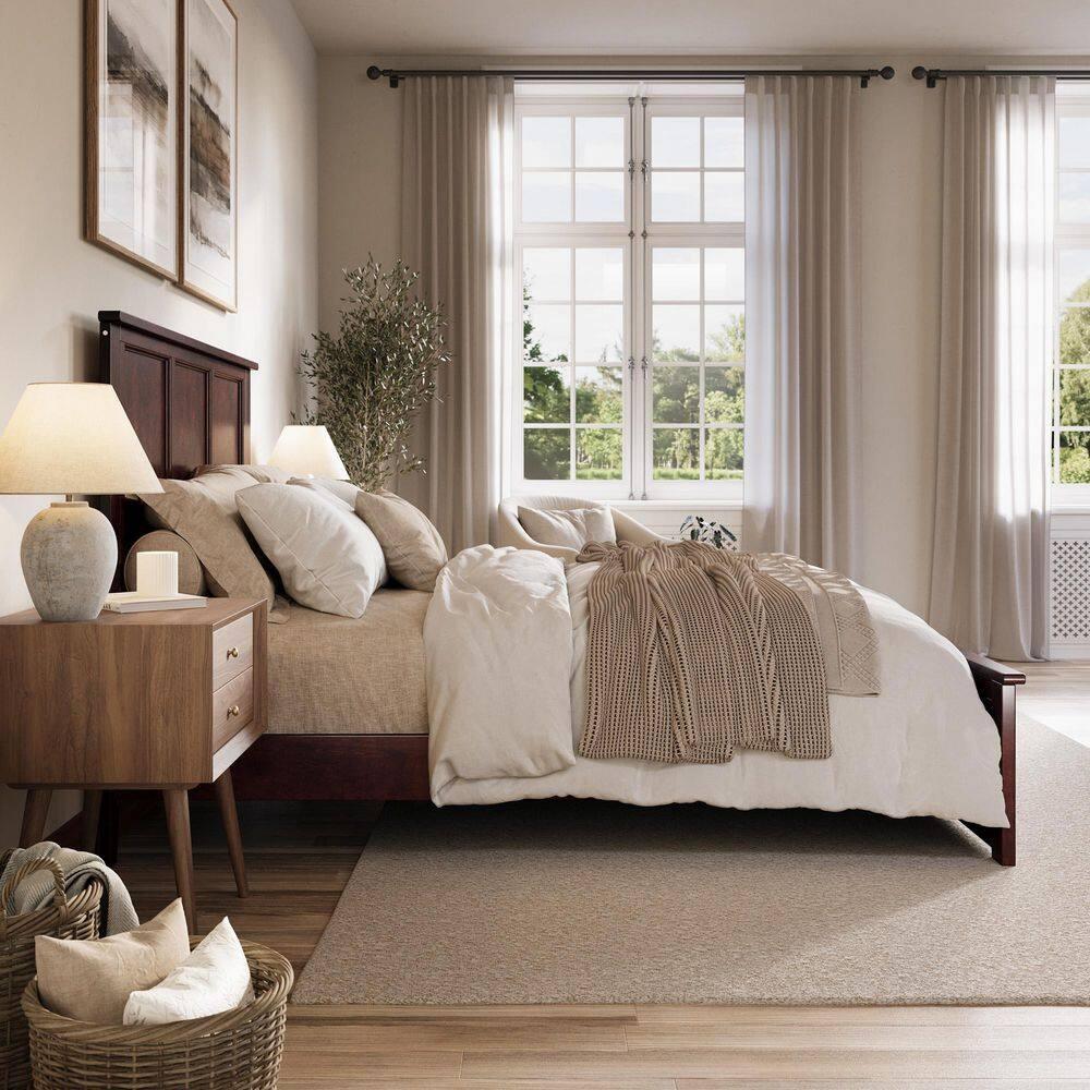 AFI Charlotte Queen Solid Wood Low Profile Platform Bed with Matching Footboard, Espresso