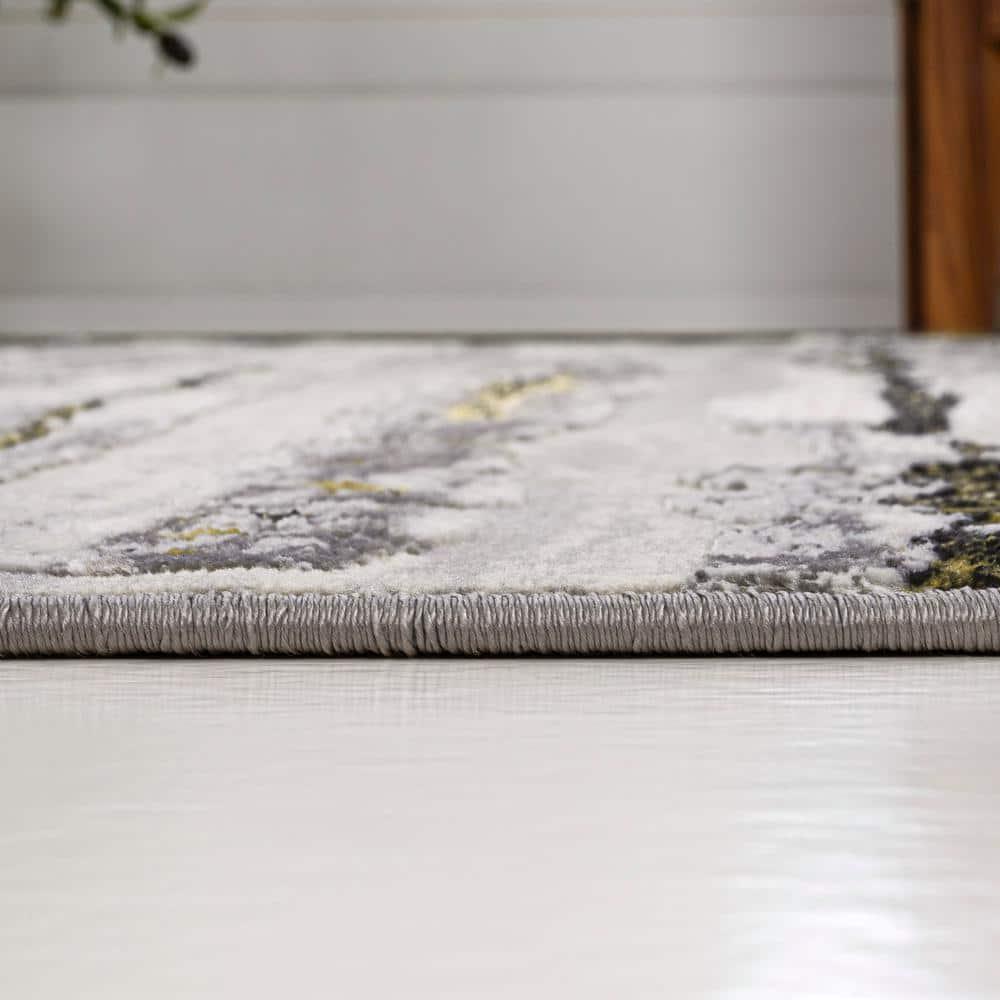 5'x8' Batten Modern Stripe Area Rug, Gray/Black - JONATHAN Y