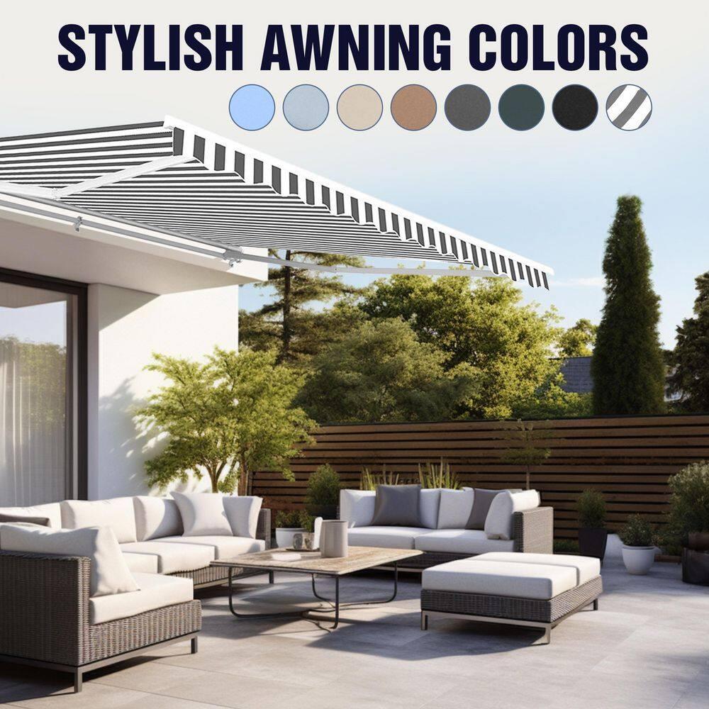 ALEKO Motorized Retractable Outdoor Awning with White Frame