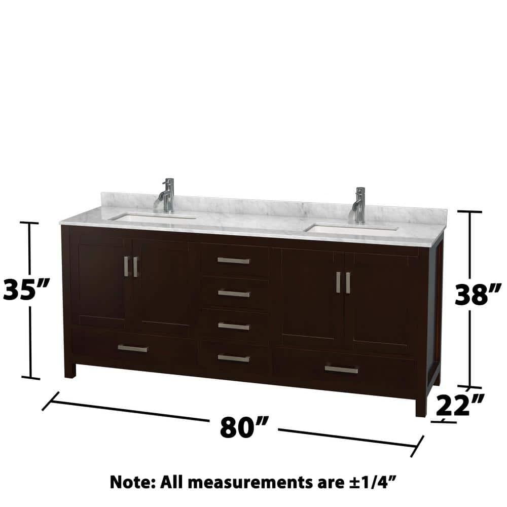 Wyndham Collection Sheffield 80" Freestanding Double Bathroom Vanity with Marble Top