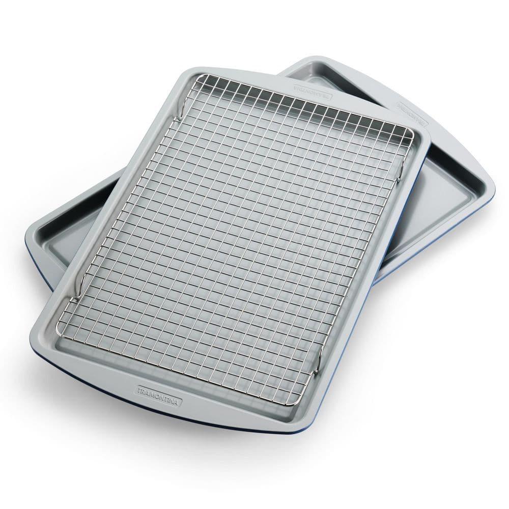 Tramontina Tramontina Rise 3-piece Ceramic Baking Pans Set, Non Stick Cookie Sheets For Baking With Cooling Rack – Pfas-free, Aluminized Steel, Dishwasher-safe