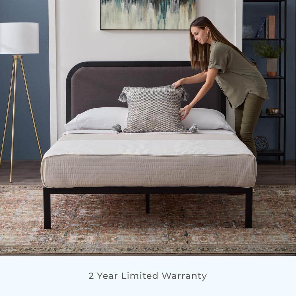 Brookside Metal Bed Frame with Rounded Upholstered Headboard