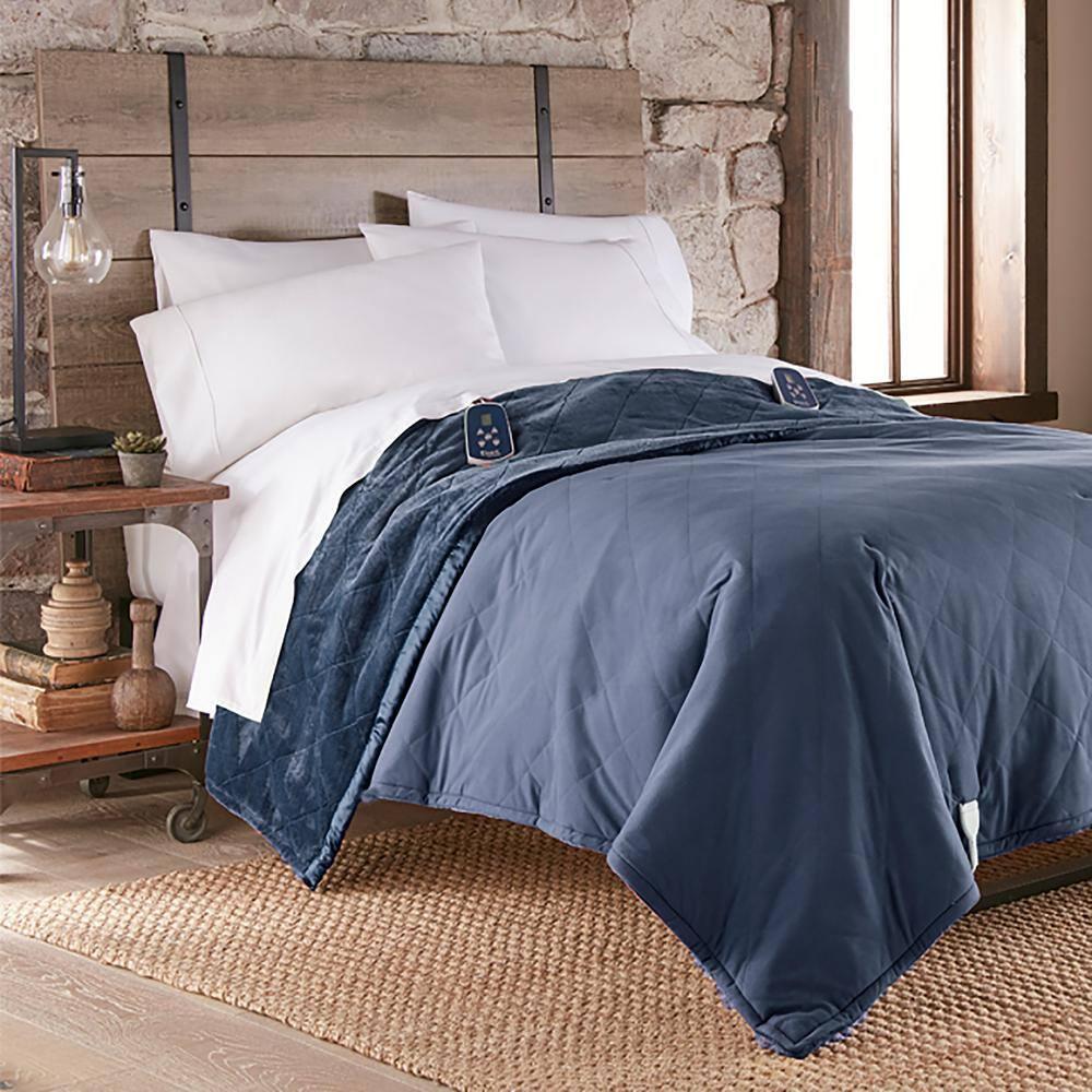 Shavel Micro Flannel Heating Technology Luxuriously Soft And Warm Solid Electric Blanket - Twin 66x85" - Wedgewood