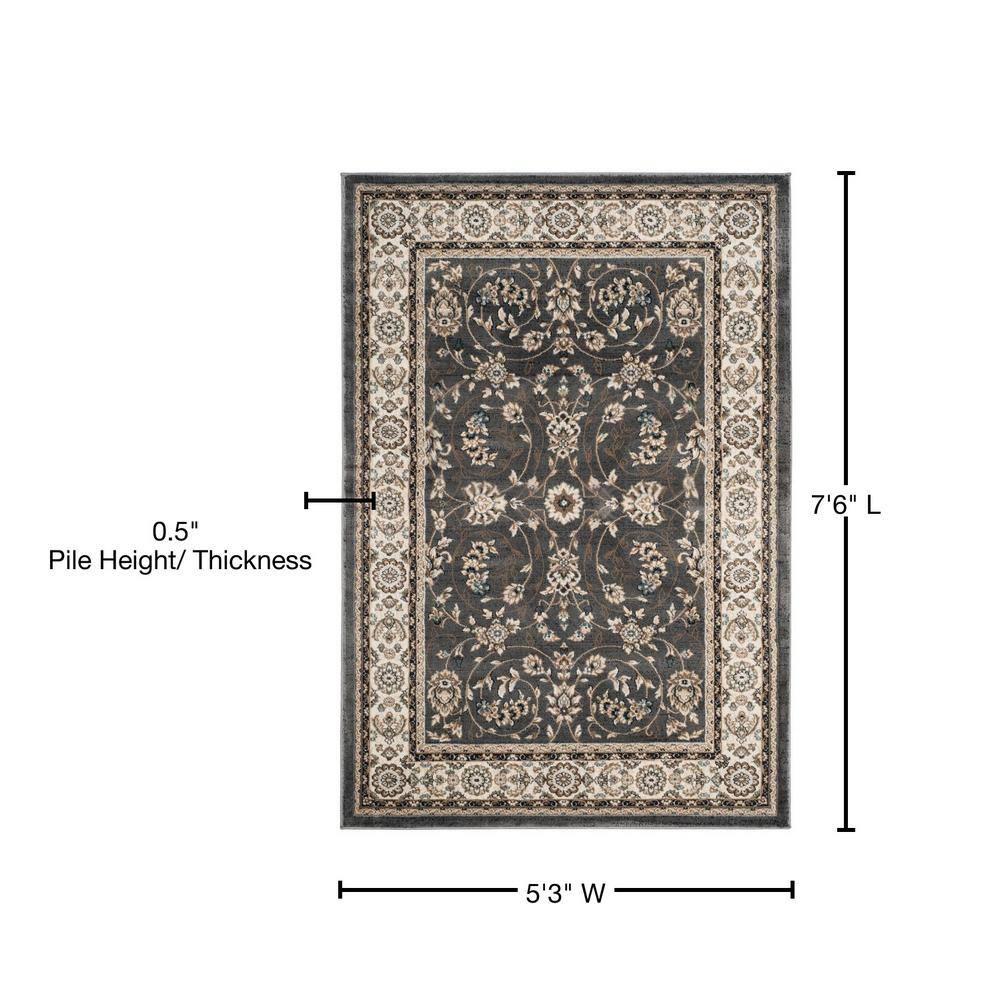 Lyndhurst LNH340 Power Loomed Area Rug - Grey/Cream - 5'3"x7'6" - Safavieh