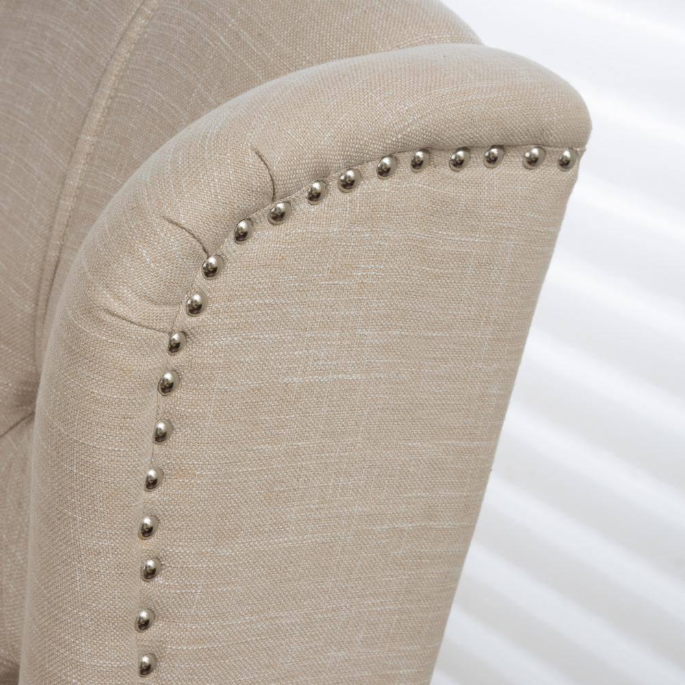 Walter Light Beige Fabric Recliner Club Chair - Christopher Knight Home: Elegant Tufted Wingback, Nailhead Trim, Polyester Upholstery