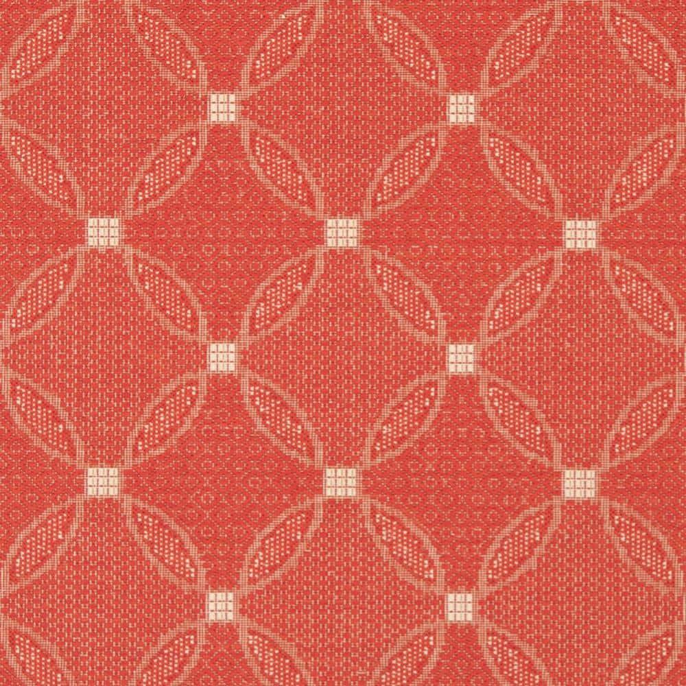Courtyard CY1502 Power Loomed Indoor and Outdoor Area Rug - Red/Natural - 6'7"x6'7" - Safavieh