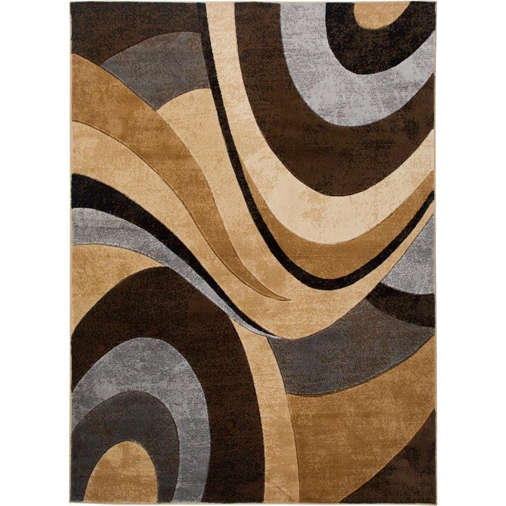 Home Dynamix Slade Contemporary Abstract Area Rug, Brown/Grey, 7'10"x10'6"