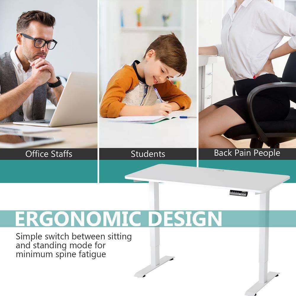 Costway Electric Adjustable Standing Desk Stand up Workstation w/Control White