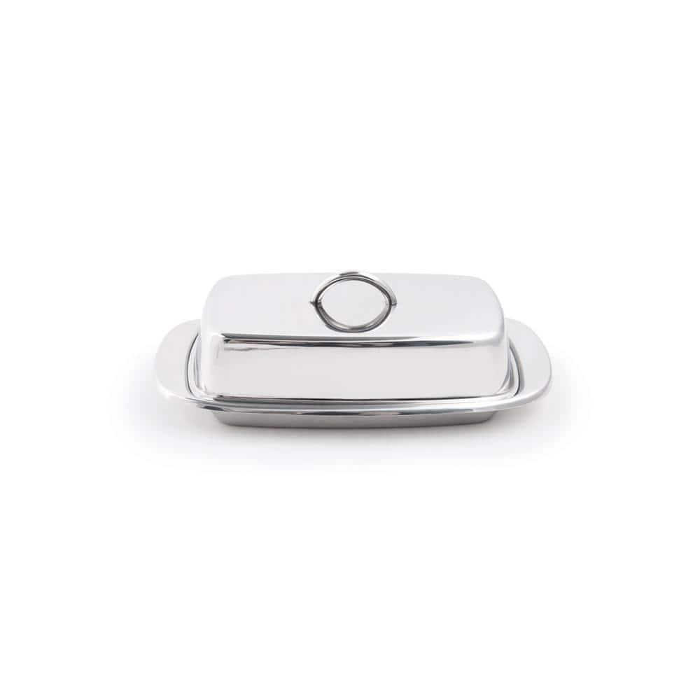 Fox Run 6510 Classic Stainless Steel Butter Dish, Kitchen Dining, 2.75"x7.5"x4"