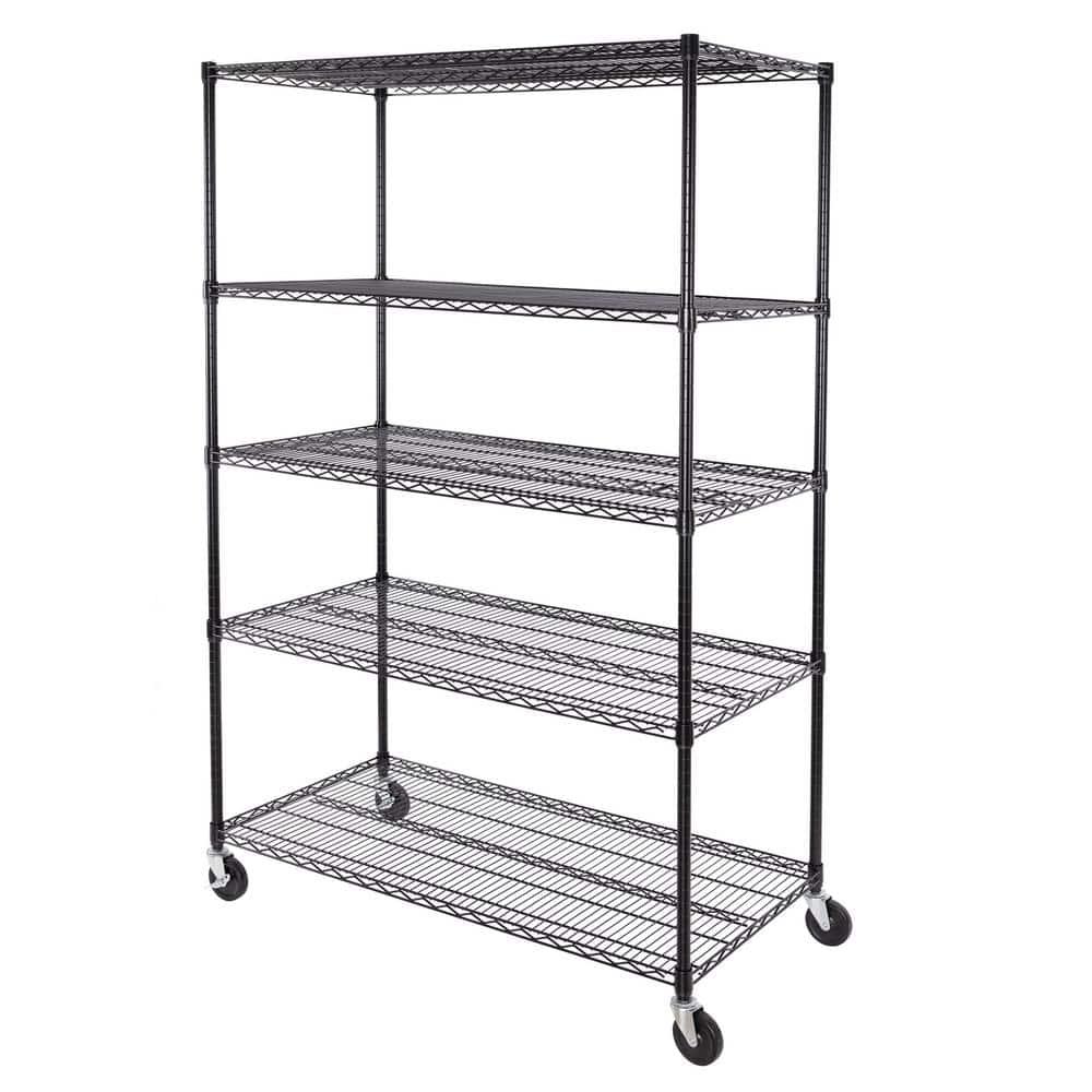 UltraDurable 24" D 5-Tier NSF-Certified Steel Shelving with Wheels