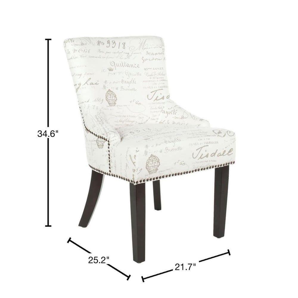 Lotus 19''H Side Chair (Set Of 2) with Brass Nail Heads - White/Grey - Safavieh