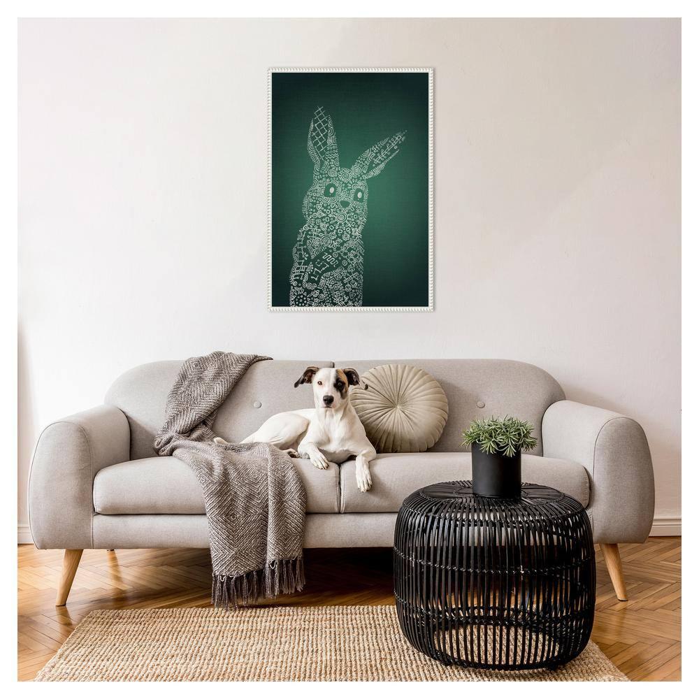 Amanti Art The Emerald Bunny by Ema Paraschiv Canvas Wall Art Print Framed 23 x 33-in.