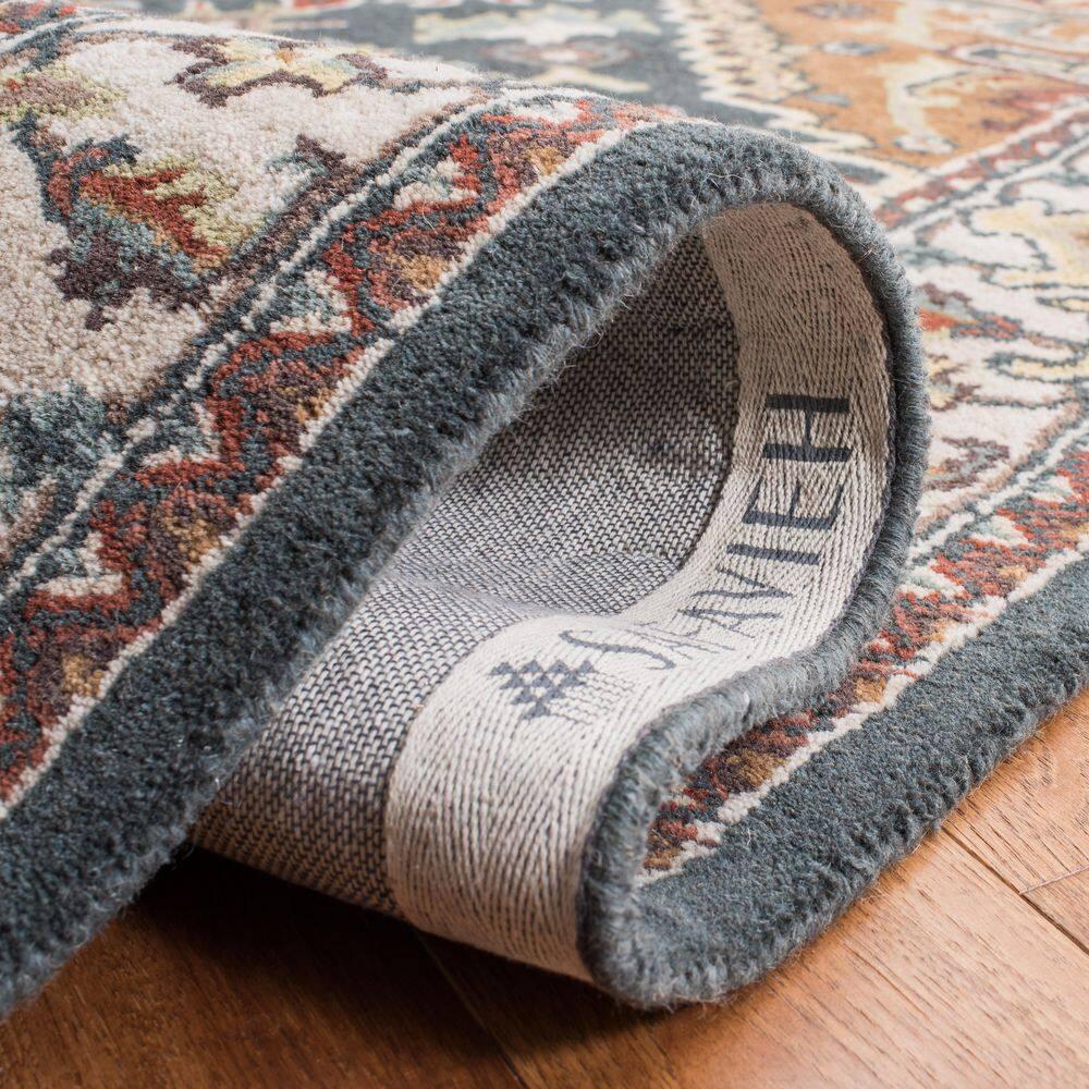 Handmade Dark Green and Brown Wool Tufted Rug, 6' x 9'