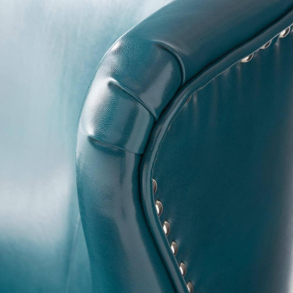Canterburry Teal Bonded Leather Club Chair with Nailhead Trim (Set of 1)