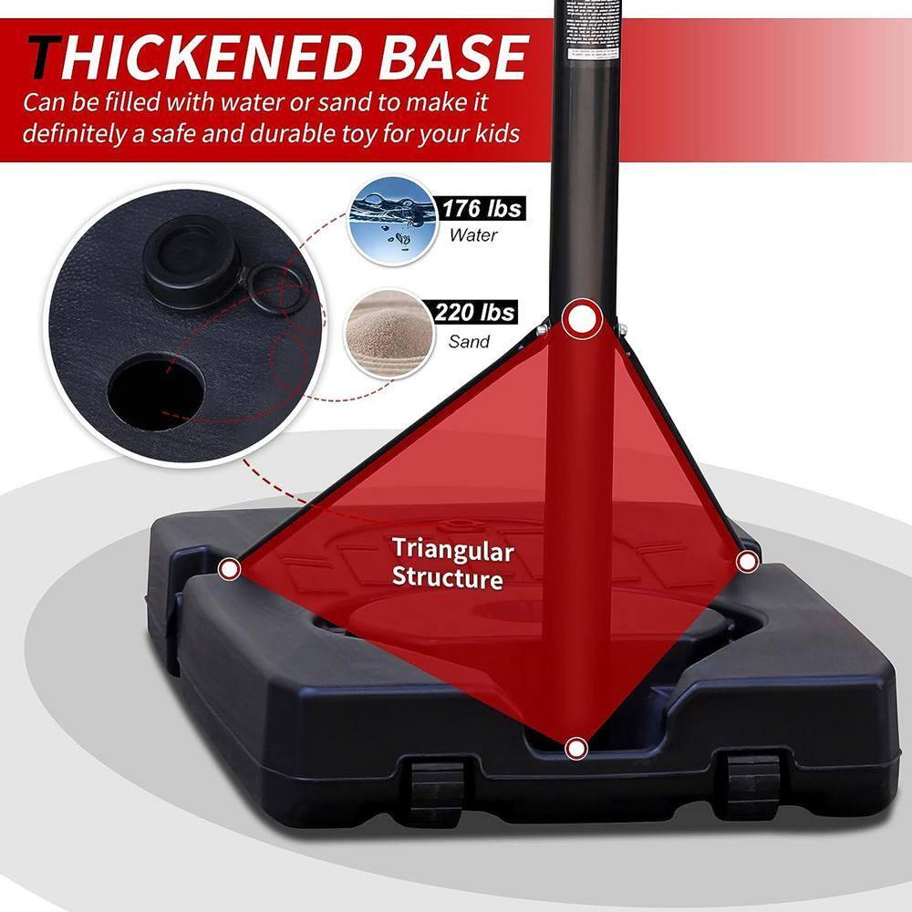 HLILish Teenagers Portable Basketball Hoop Height Adjustable Basketball Hoop Stand 7.5Ft - 10Ft With 44 Inch Backboard And Wheels For Adults Teens