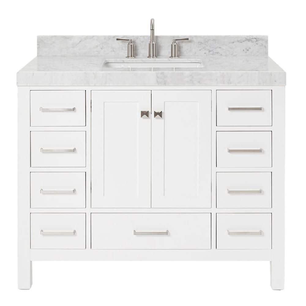 Cambridge 42'' Single Bathroom Vanity with Carrara Marble Top