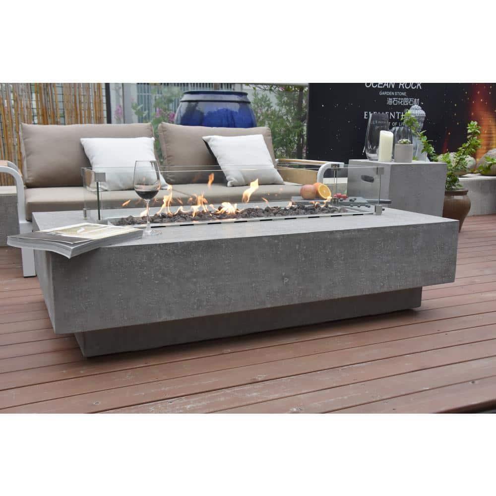 Elementi Hampton 56" Concrete Fire Table, Light Grey