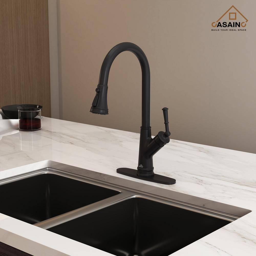 CASAINC Single-Handle Pull-Down Kitchen Faucet Single Hole Faucet 1.8 GPM