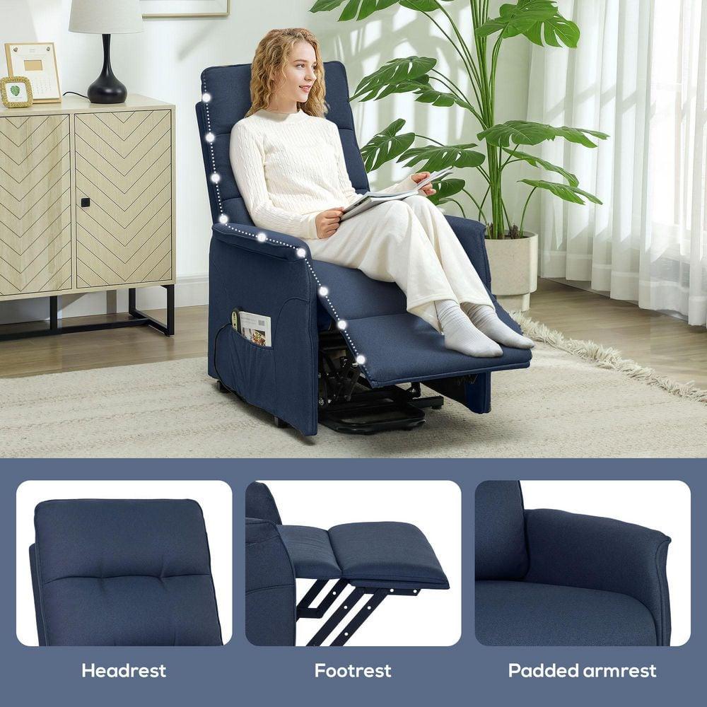 HOMCOM Power Lift Recliner Chair, Electric Reclining Chair with Remote, Side Pockets, Pocket Spring, Tufted Back, Quick Assembly, Deep Blue