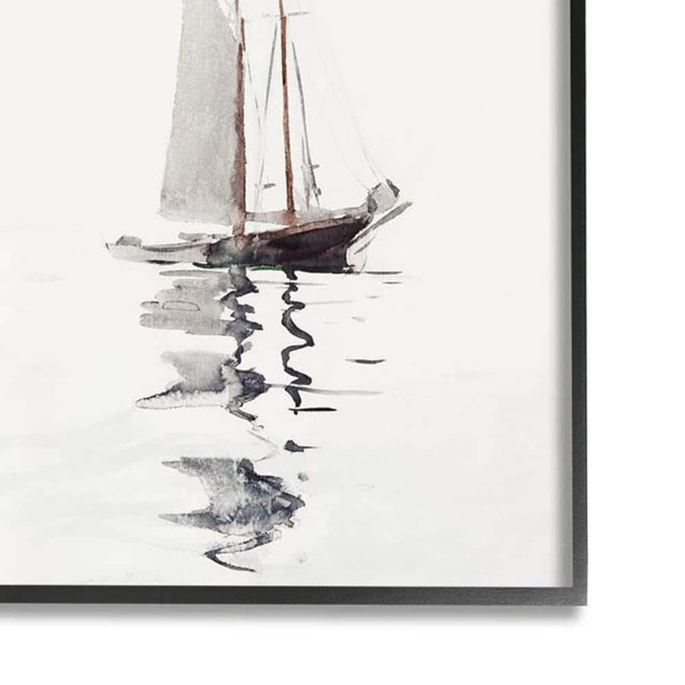 Stupell Industries " Tranquil Sailboat Vessel Floating Lone Ocean Reflection " by Lettered And Lined Painting Print