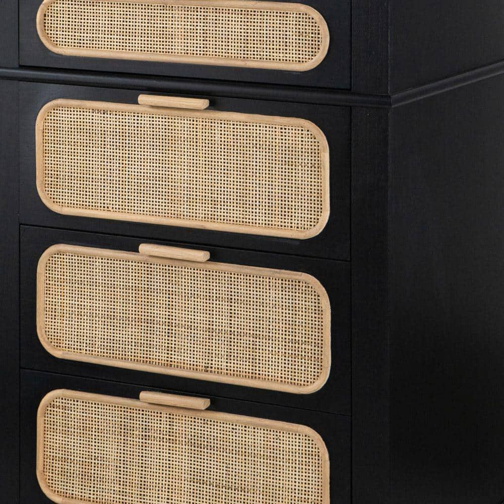 46 in. Dana 5 Drawers Tall Dresser Chest, Black
