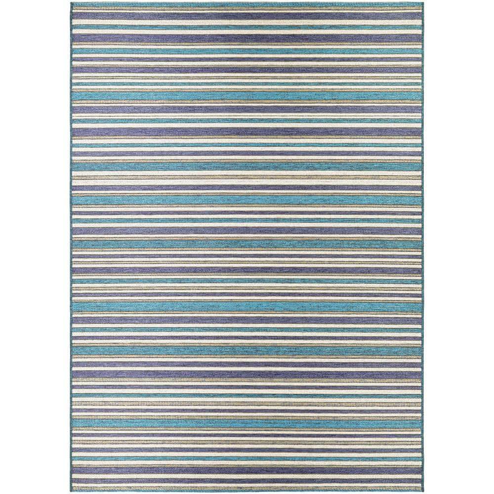 Couristan Cape Brockton Indoor / Outdoor Area Rug, Cobalt-Teal, 5'3" x 7'6"