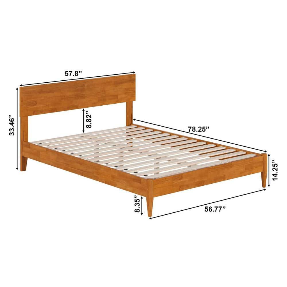 AFI Aria Full Modern Solid Wood Low Profile Platform Bed, Light Toffee