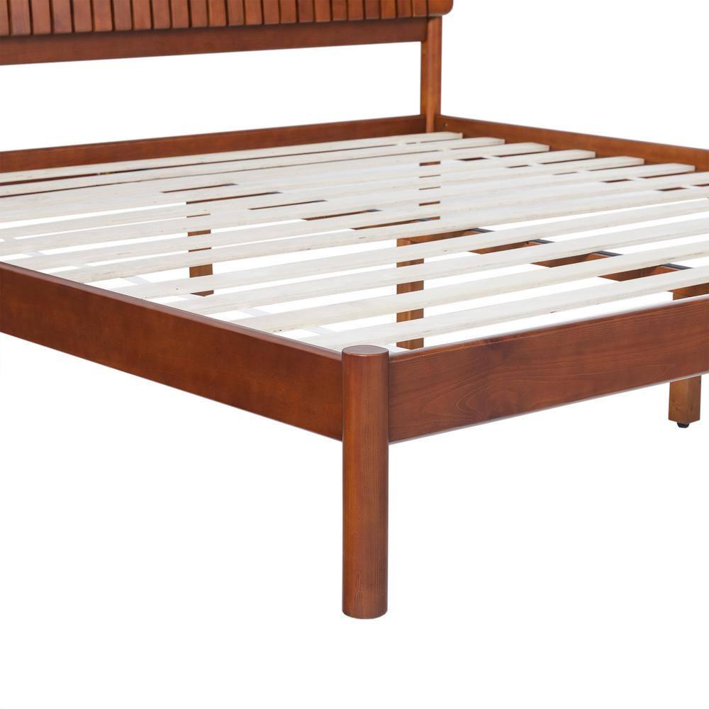 Walker Edison Transitional Solid Wood Platform King Bed - Brown