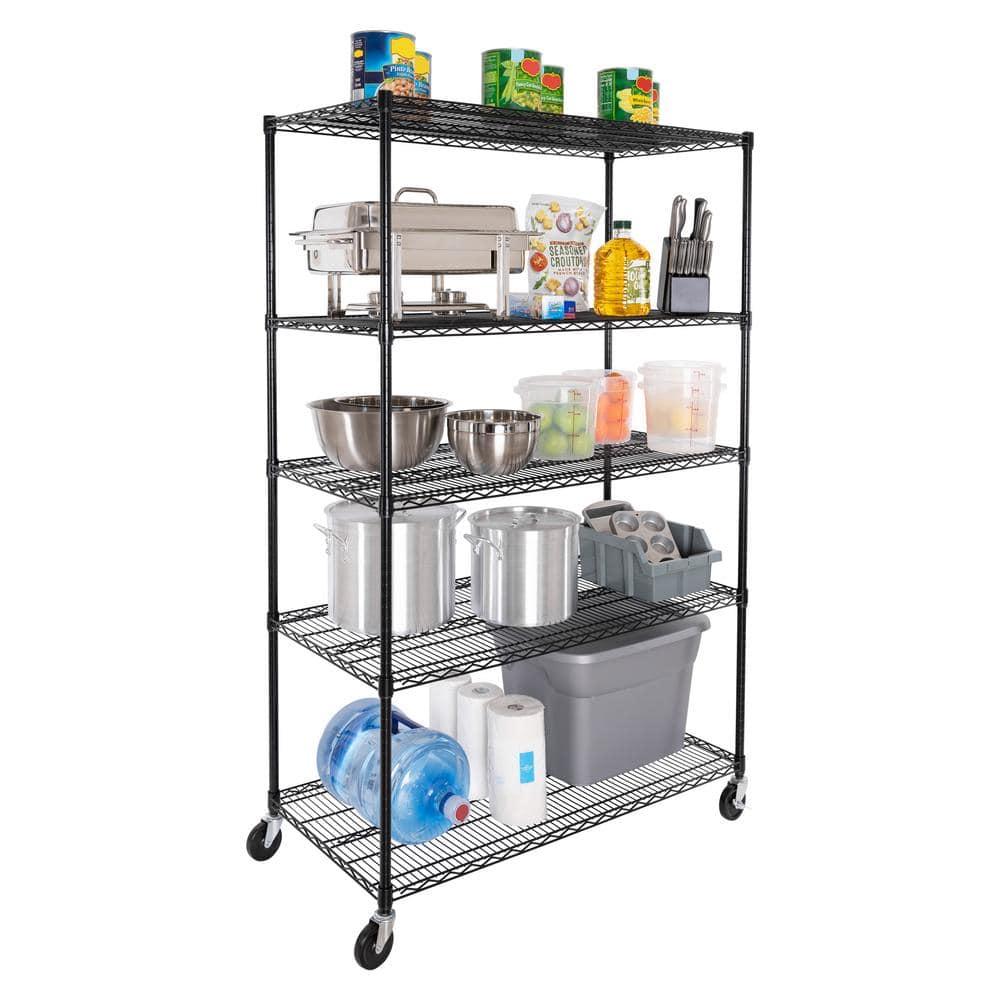 UltraDurable 24" D 5-Tier NSF-Certified Steel Shelving with Wheels