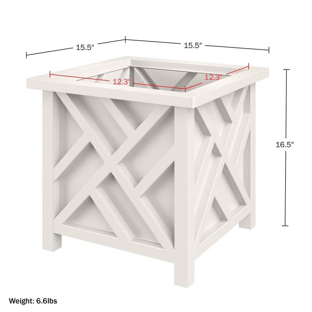 Pure Garden 15.5" Lattice Planter Box, White