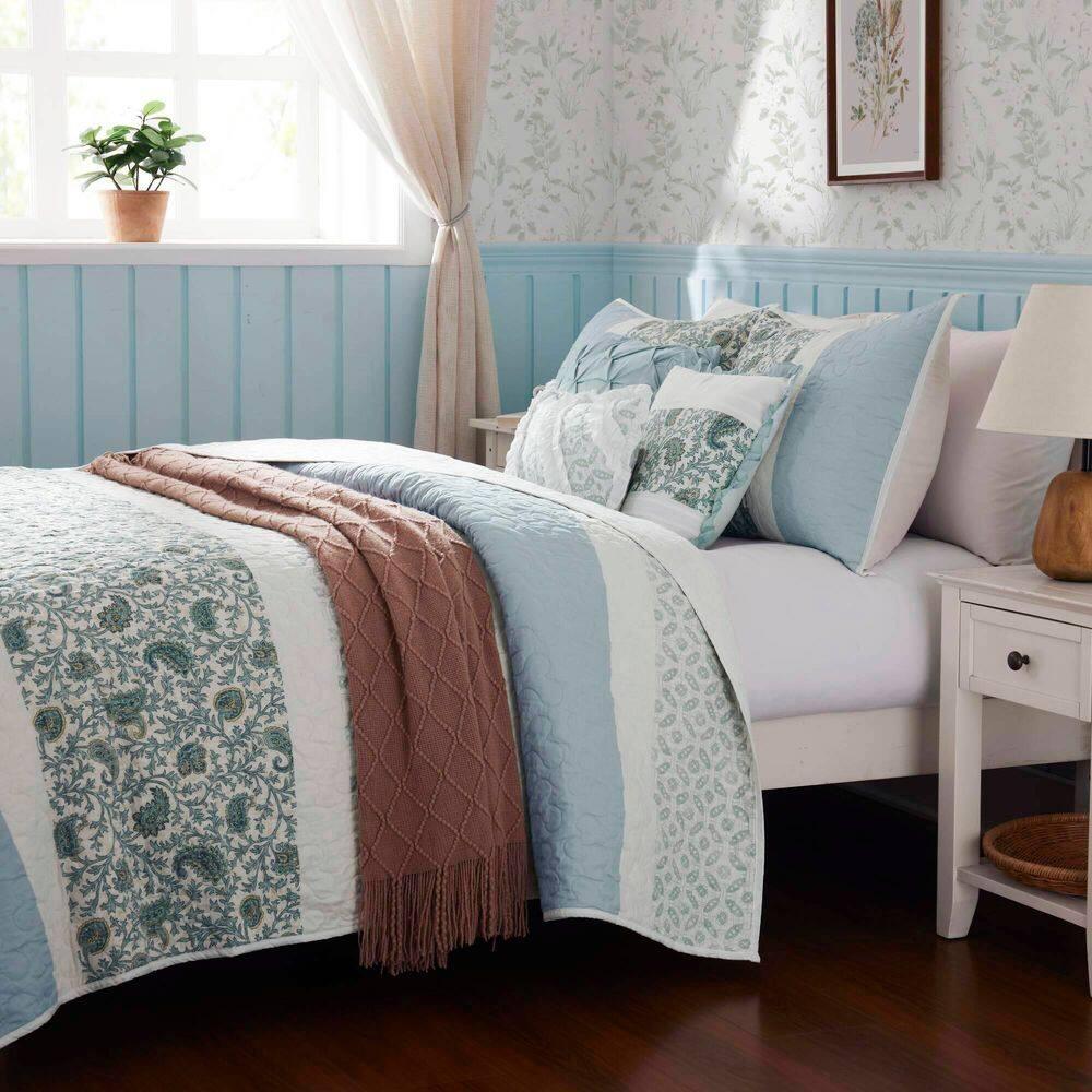 Madison Park Dawn 6 Piece Cotton Percale Quilt Set with Throw Pillows