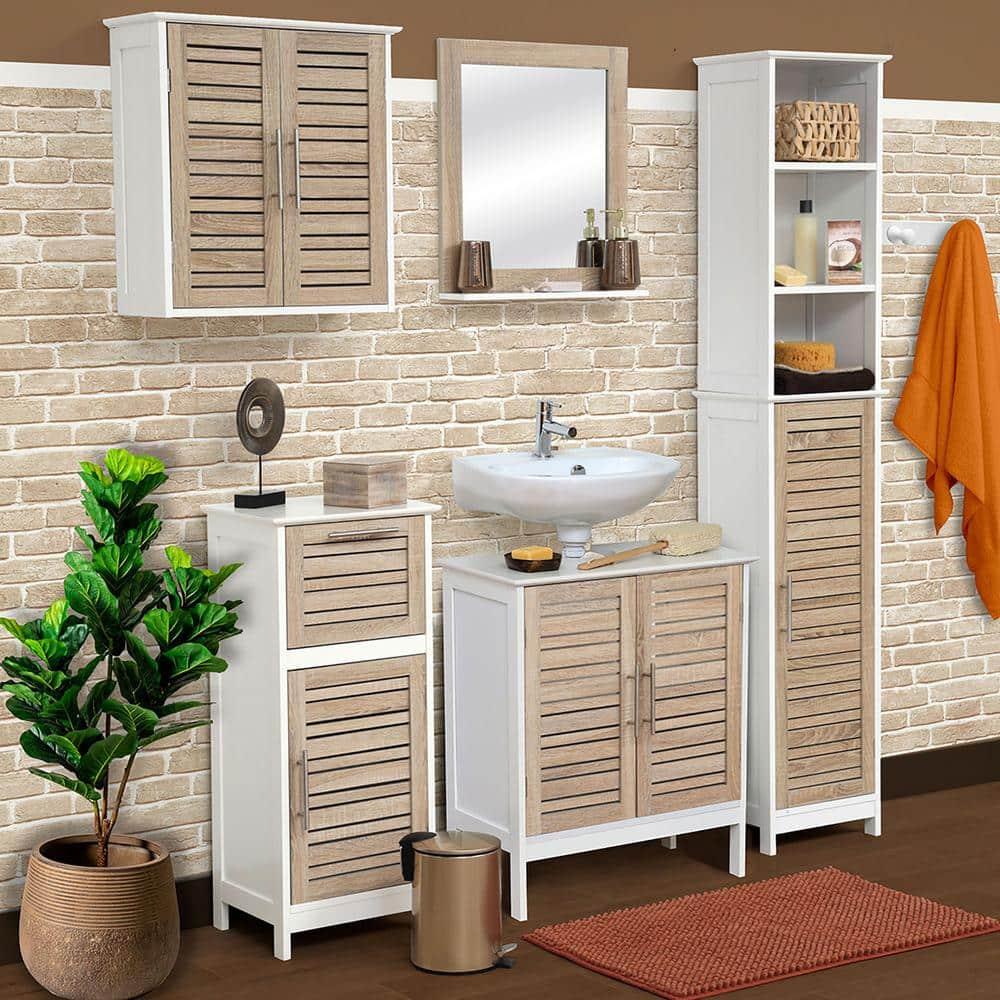 Evideco Stockholm Vanity Base Only Sink Floor Cabinet 2 Doors Oak-Colored