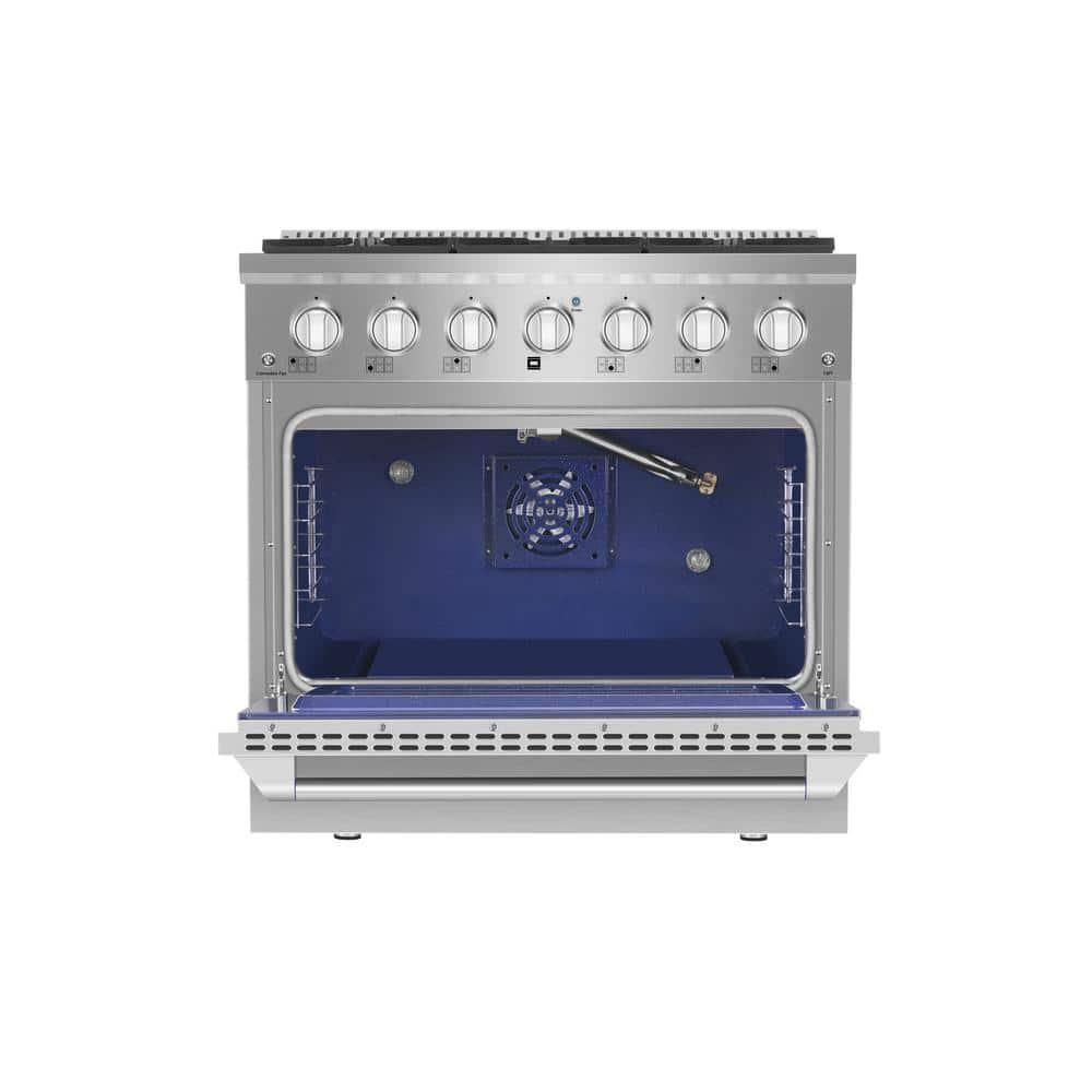 Empava 36" 5.2 Cubic Feet Smart Retro Natural Gas Slide-In Range with 6 Burners