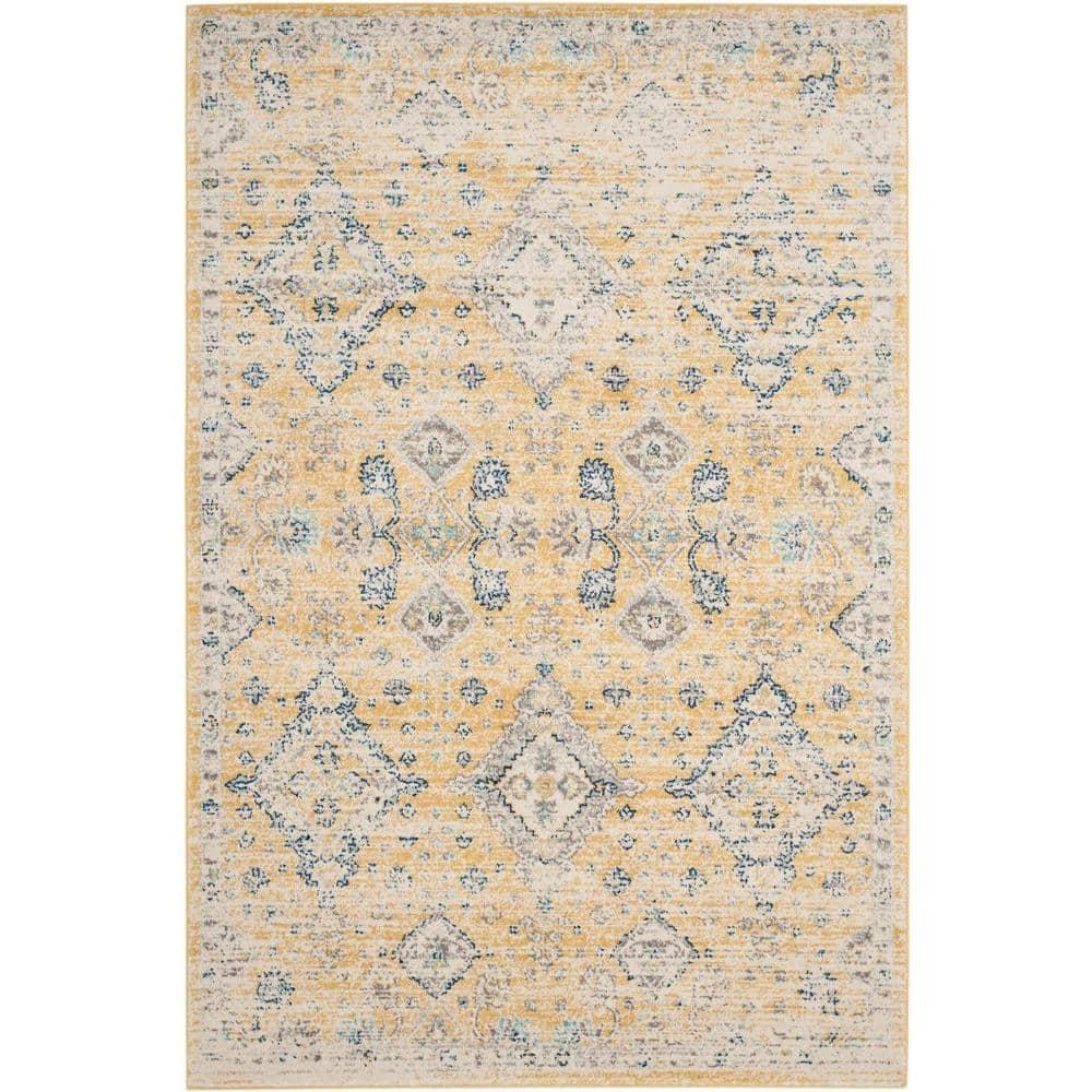 Evoke EVK224 Power Loomed Area Rug - Gold/Ivory - 4'x6' - Safavieh.