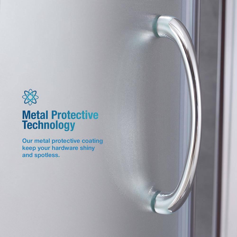 OVE Decors Breeze 35 in. Framed Round Shower Kit w/ Frosted Glass, Base in Chrome Finish