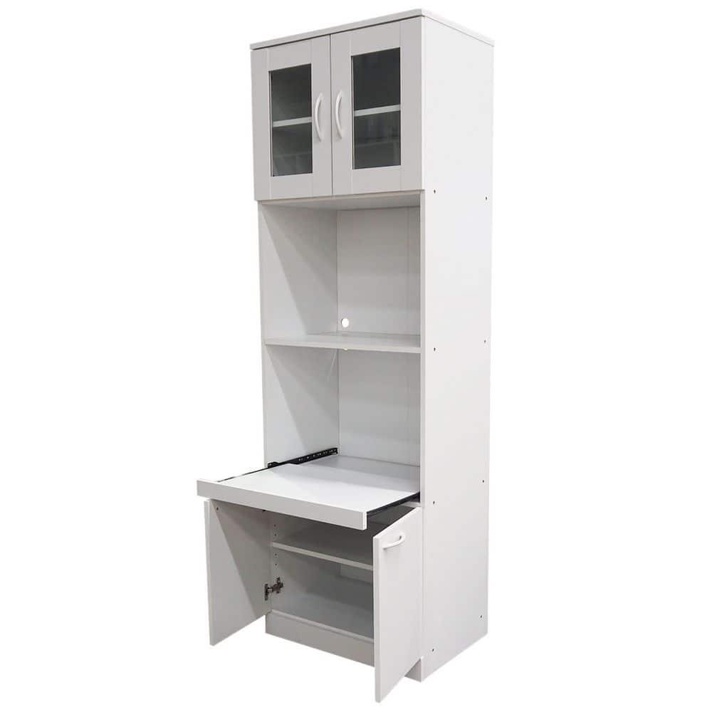 InRoom Designs Danbury Tall Kitchen Pantry, Microwave Storage Cabinet