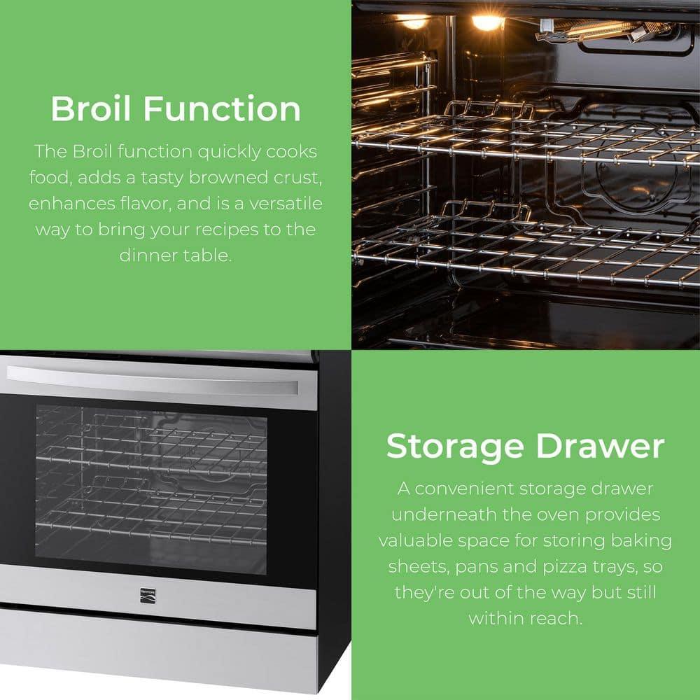 Kenmore 5.6 cu. ft. Front-Control Gas Range with 5 Burners and Hidden Bake Stainless Steel