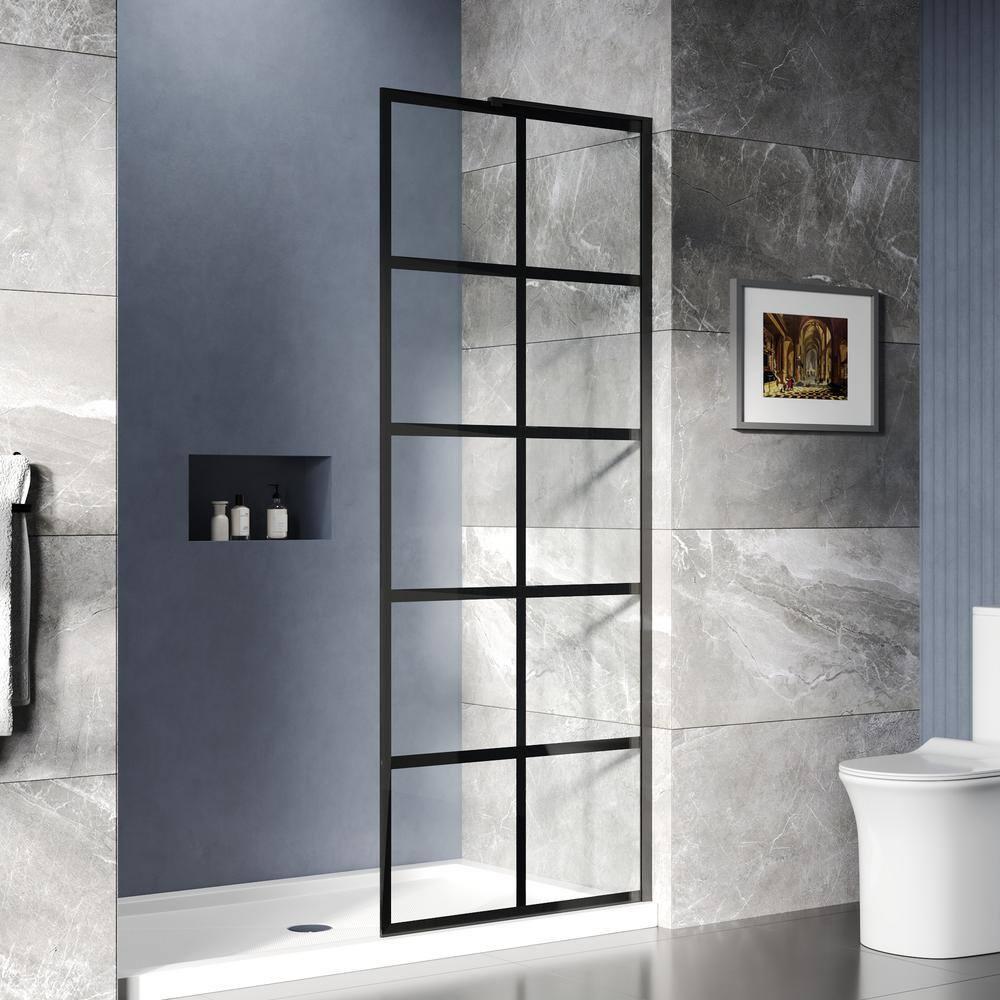 DV-1SD0219 32"×78" Single Fixed Tempered Glass Panel,Framed Shower Screen