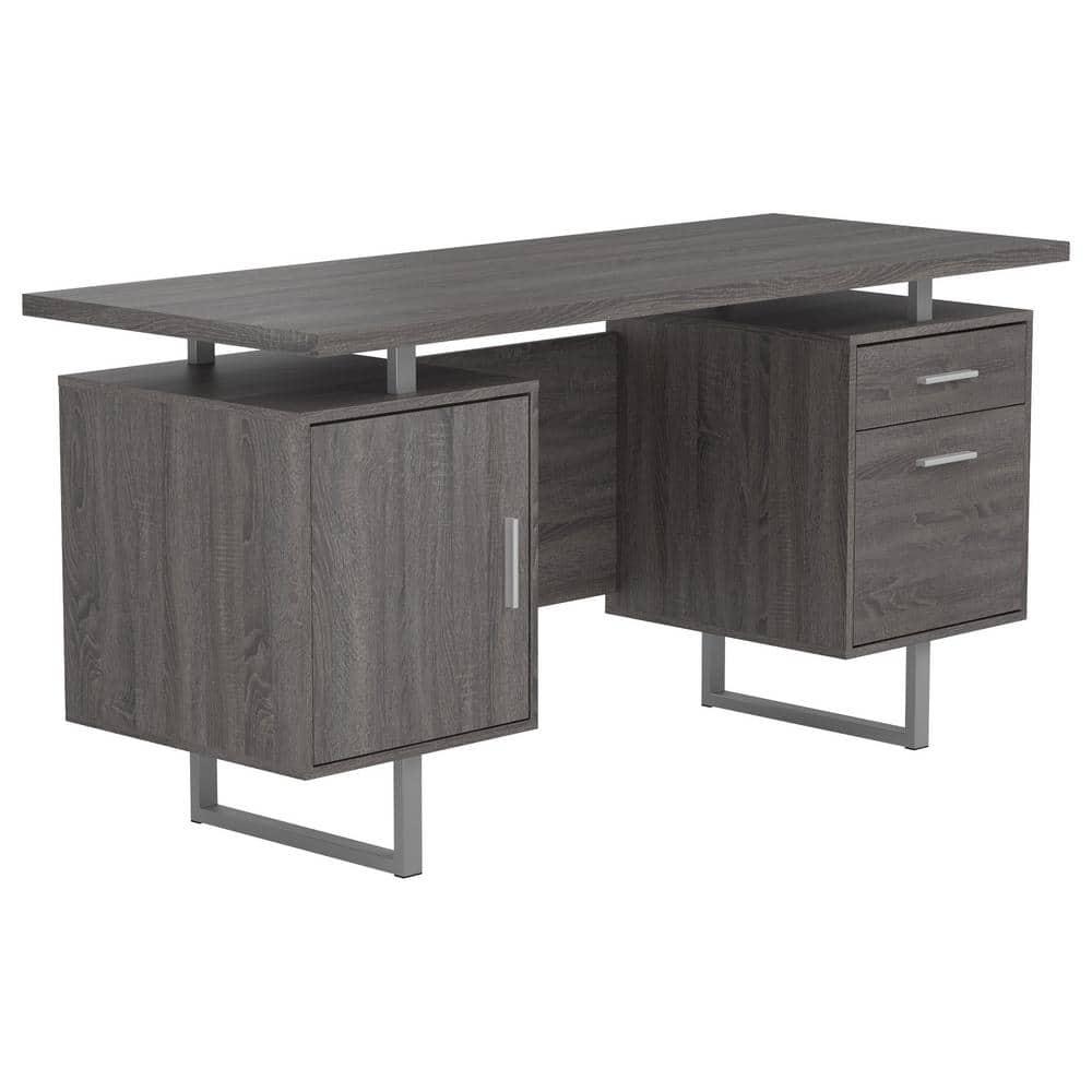 Lawtey 2 Drawer Office Desk Weathered Gray - Coaster: Modern Home Furniture with File Storage