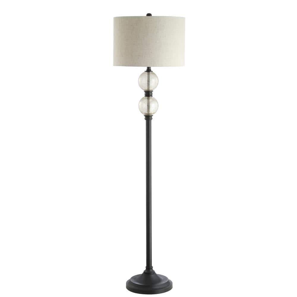 JONATHAN Y January 60" Glass/Metal LED Floor Lamp, Mercury Glass/Oil Rubbed Bronze