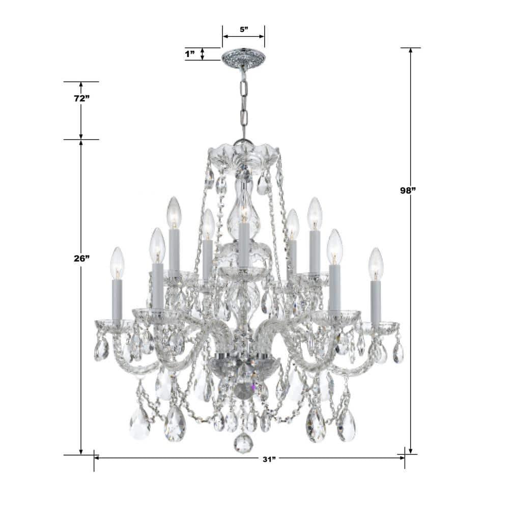 Crystorama Traditional Crystal 12 Light Italian Crystal Chrome Chandelier - 31'' W x 26'' H