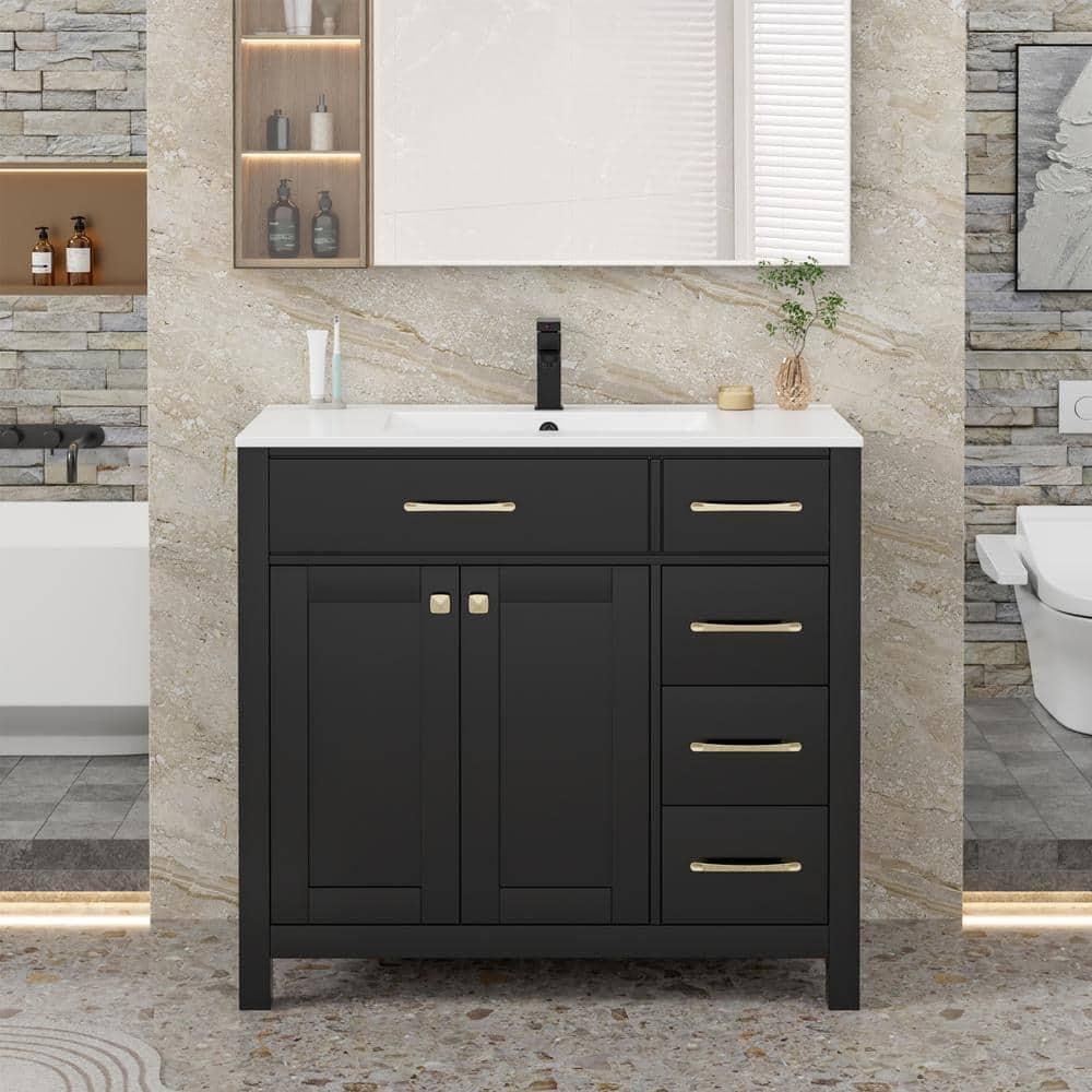 Eclife 36" Single Bathroom Vanity Set with Ceramic Sink Top, Water Saving Faucet