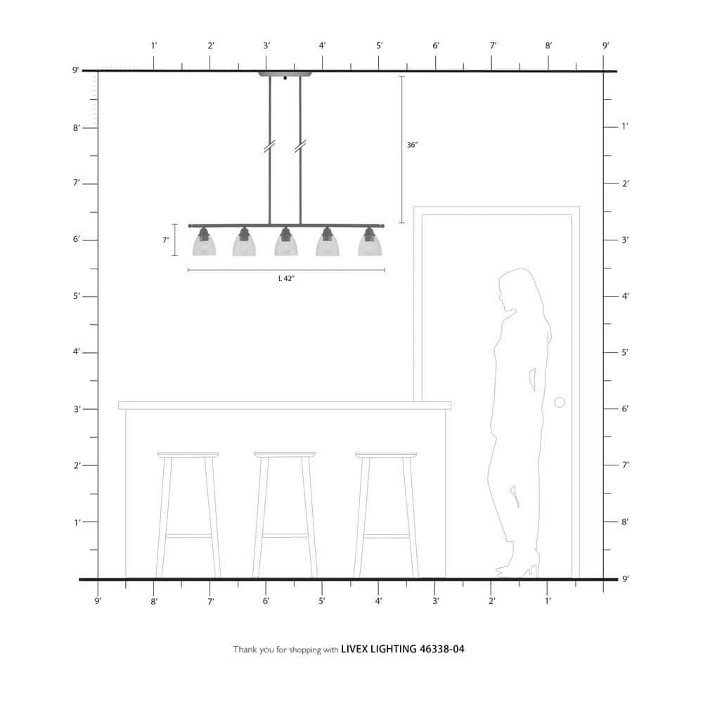 Livex Lighting Montgomery 5 - Light Chandelier in  Black