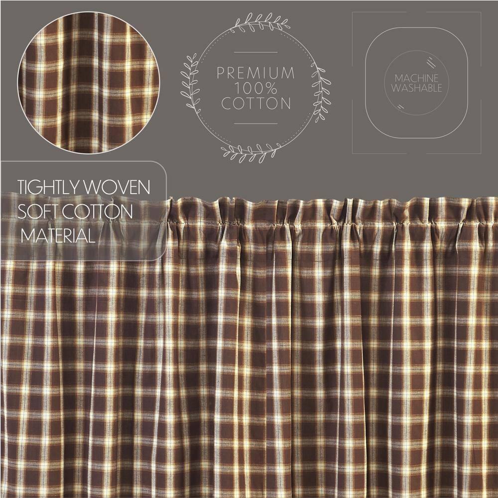 VHC Brands Rustic & Lodge Farmhouse Kitchen Window Curtains-Rory Valance, 16x60, Chocolate Brown