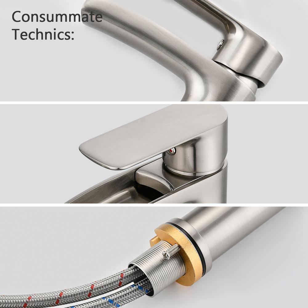 NEWATER Matte Black Tall Bathroom Vessel Sink Faucet, Single Hole Single Handle Waterfall Modern Bathroom Faucet, Vanity Faucet with Water Supply Line