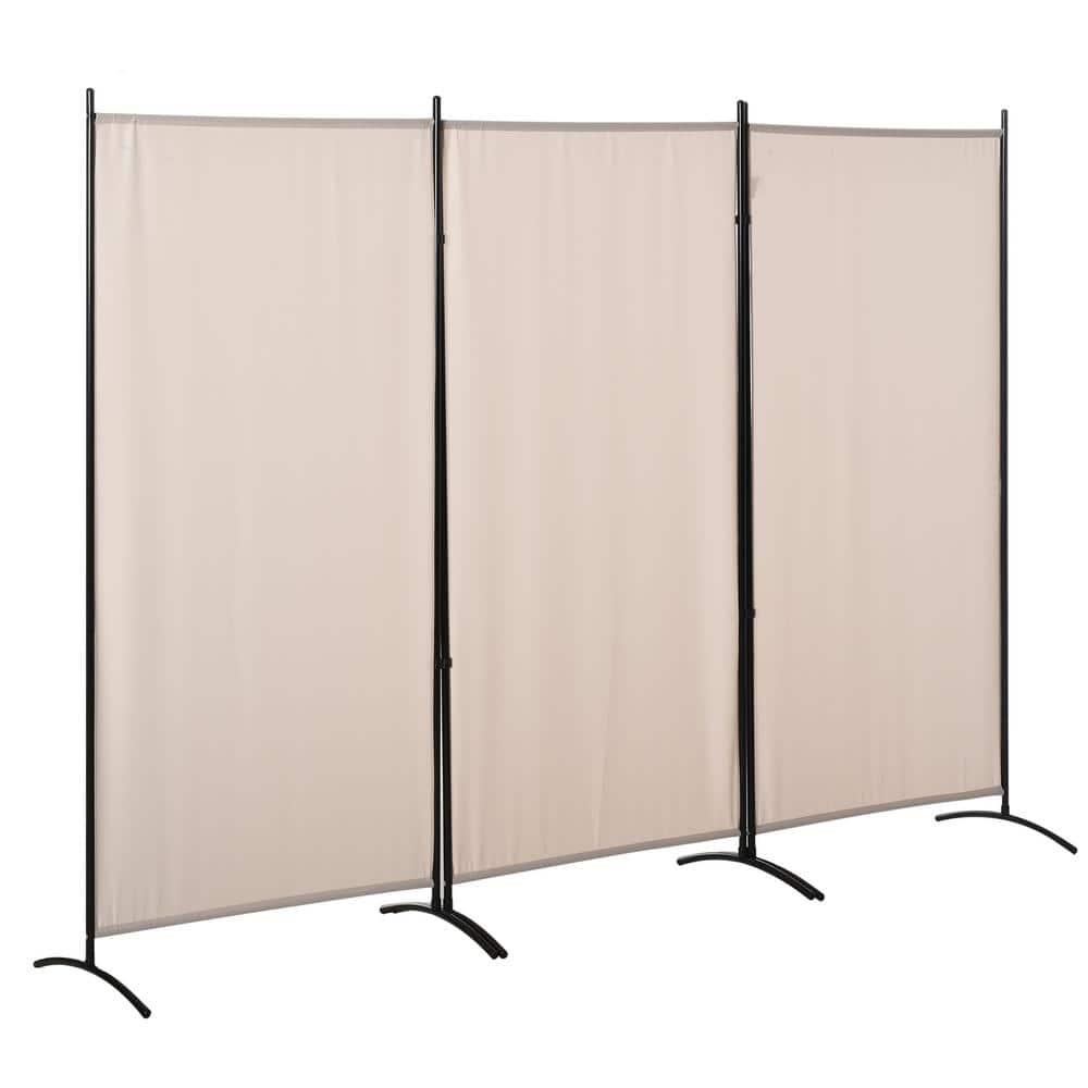 HOMCOM 3-Panel Room Divider Folding Privacy Screen Separator Partition Wall for Indoor Bedroom Office 100" x 72" Beige