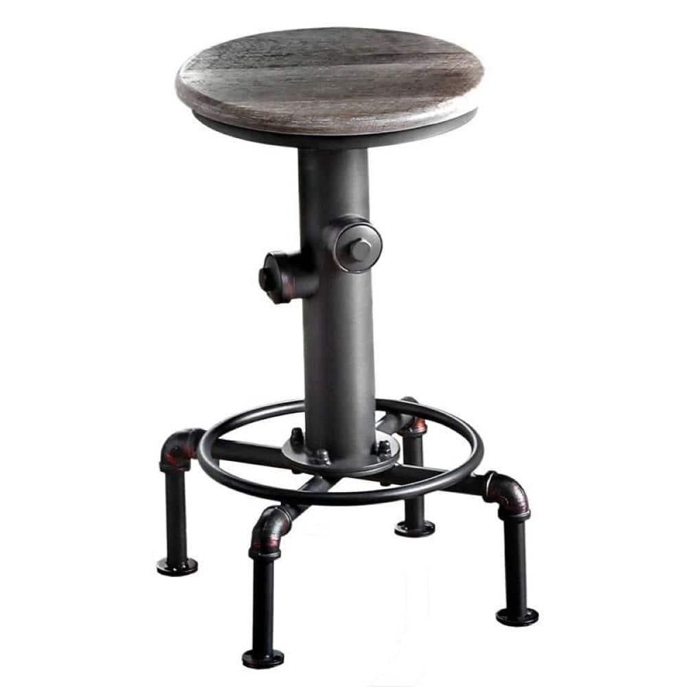 Fire Hydrant Shape Metal Counter Height Chair Set of 2 Antique Black - Saltoro Sherpi
