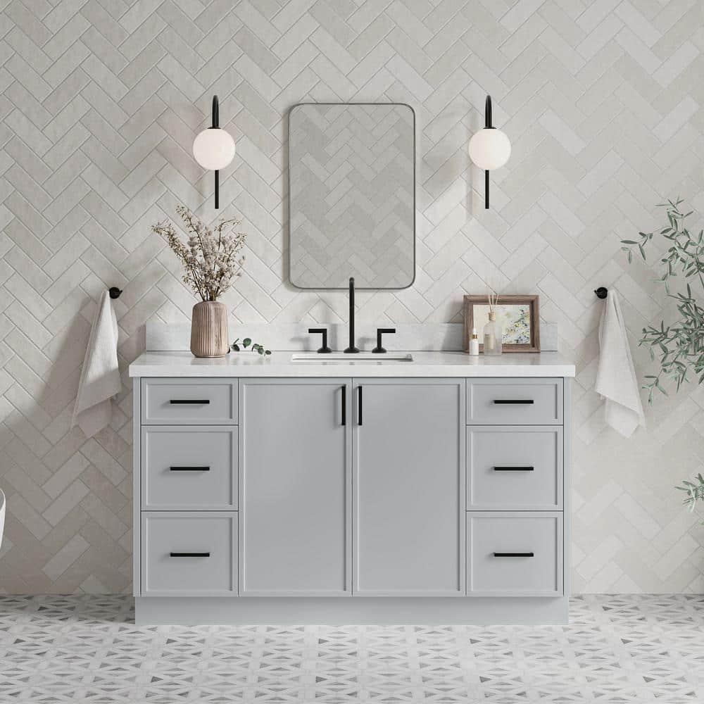 ARIEL Kelly 61 Single Sink Bathroom Vanity with Italian Carrara Marble Top